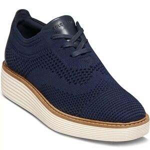 Cole Haan Women Navy Knit Oxfords